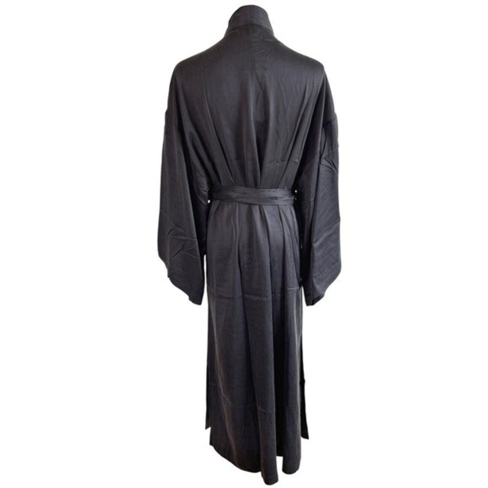 NEW Eberjey 100% Silk Inez Long Robe Black Size L Wrap Belted Kimono Consign - Picture 4 of 8